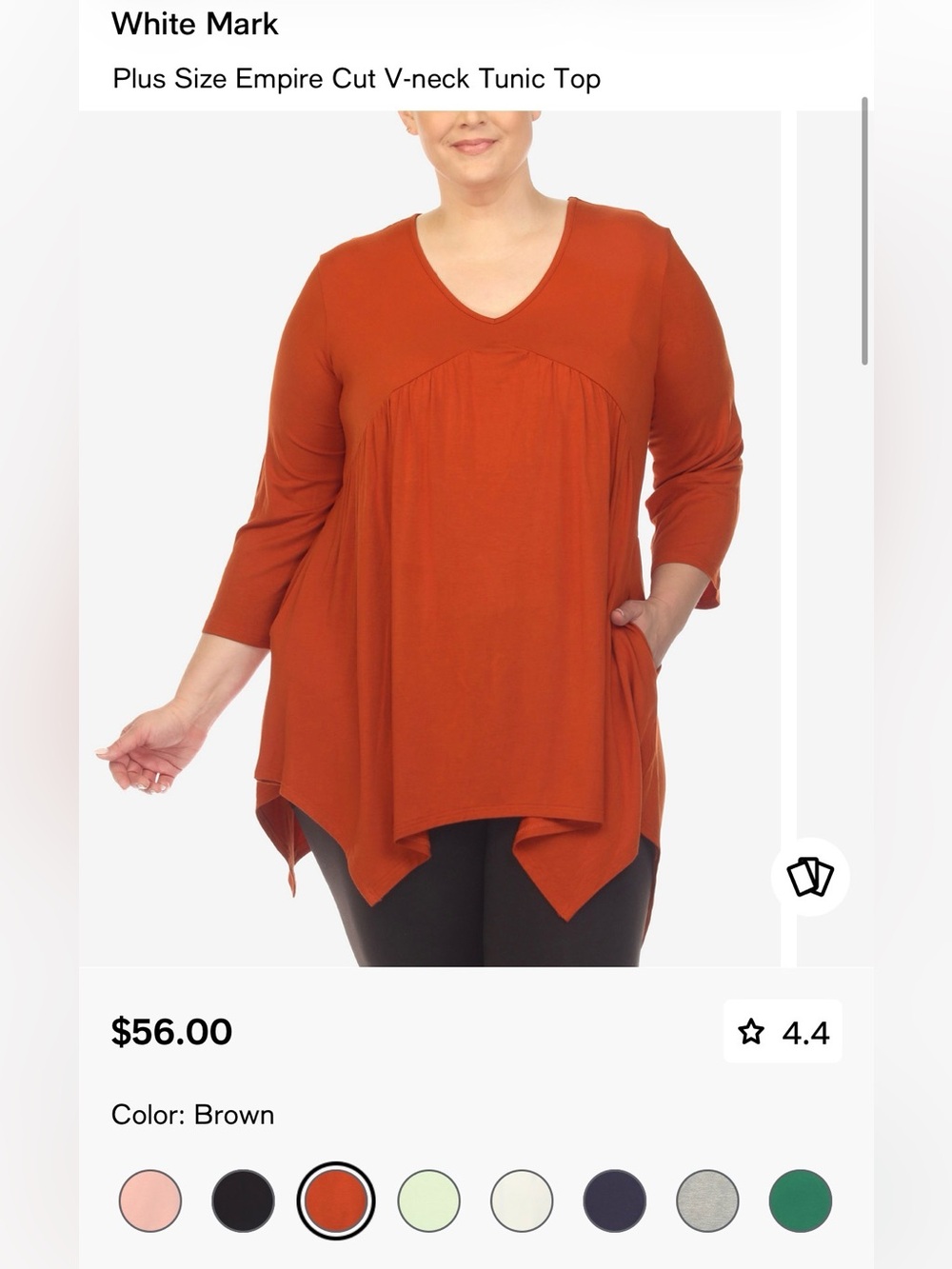 White Mark Plus Size Empire Cut V-neck Tunic Top